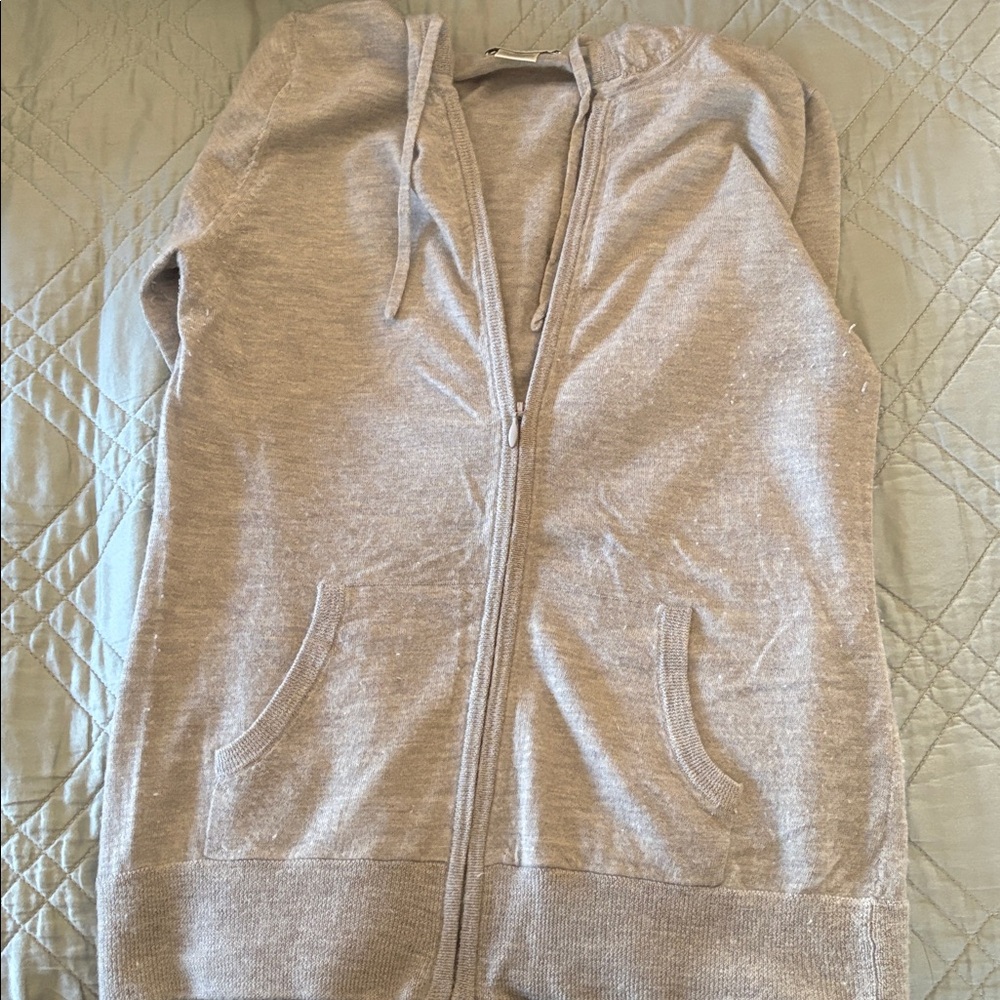 Neiman Marcus Grey Cashmere Zip-up Hoodie - Picture 2 of 4